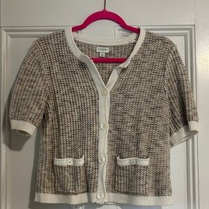 J. Crew Women's Textured Cardigan in Cream and Brown